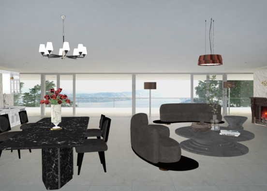 Living room. Italian Minimalism Design Rendering
