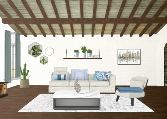 Sala de estar com decoração inspirada em plantas Design Rendering
