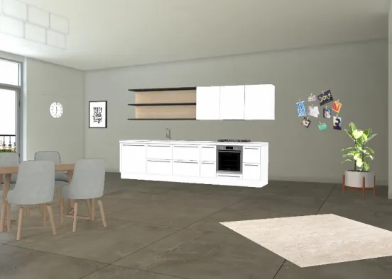 Küche+Esszimmer Design Rendering