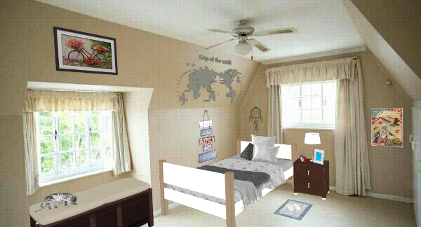 Narrow bedroom Design Rendering