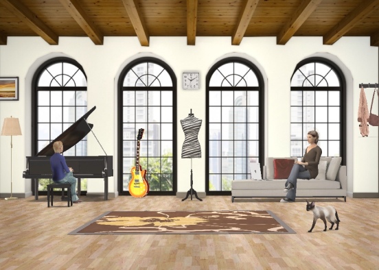 Music Room  🎸 and Living Room  🛋 Design Rendering