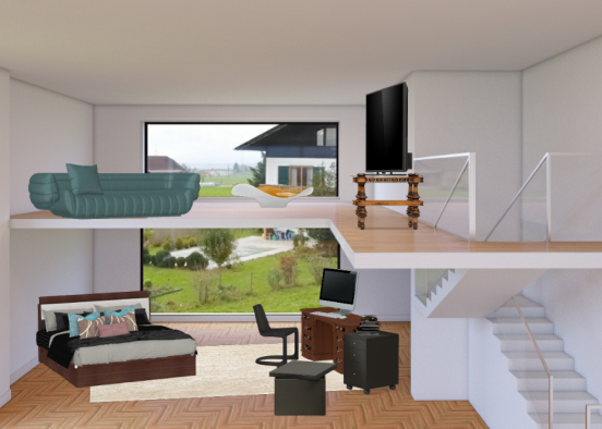 Bedroom/livingroom combo Design Rendering