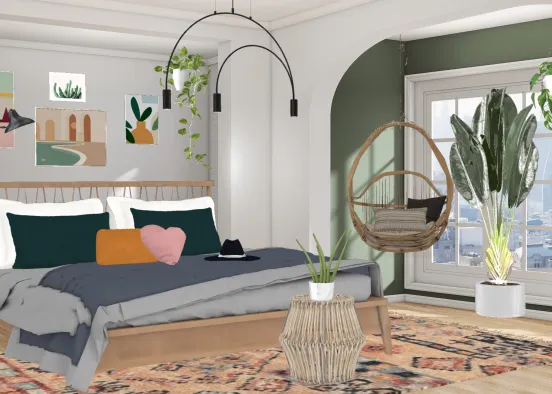 Modern Boho Bedroom Design Rendering