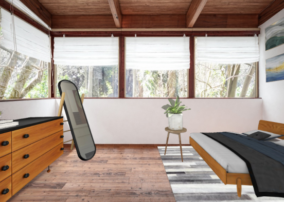 minimalistiv bedroom Design Rendering