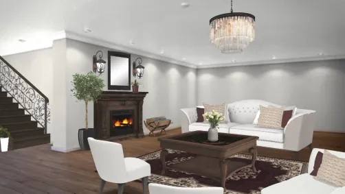 glamorous snow themed Victorian mansion main room 