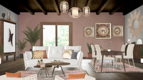 large open boho pink and orange den 