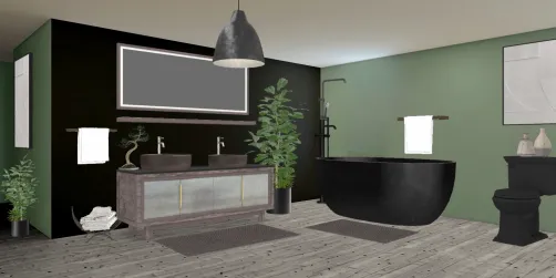 Dark sage master spa bathroom