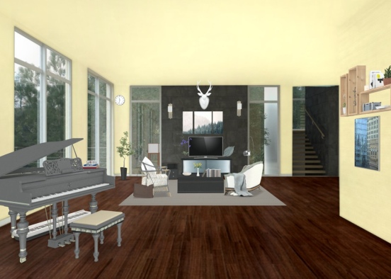rainy day in cheery living room Design Rendering