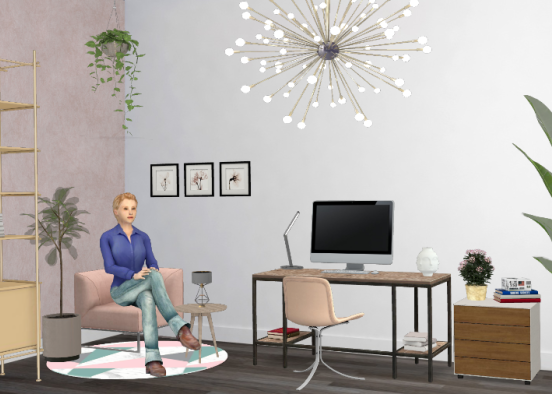 Office with pink touches Design Rendering