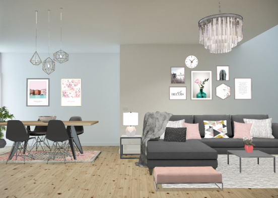 Beatiful pinky living room Design Rendering