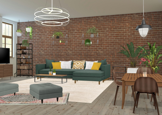 Bohemian living room Design Rendering