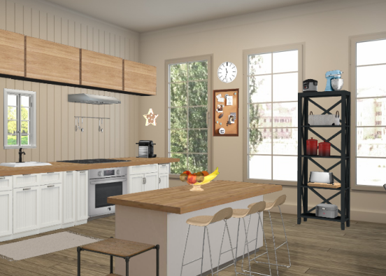 Wood kitchen Design Rendering