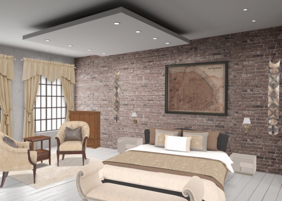 classsic bedroom Design Rendering