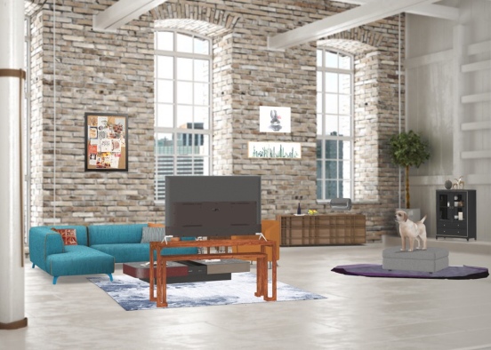 chic living room Design Rendering
