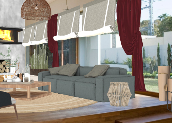 Wabi-sabi livingroom  Design Rendering
