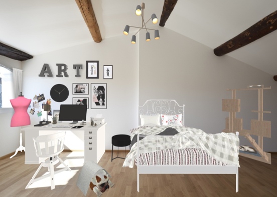 teen bedroom Design Rendering