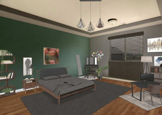 Green bed room 🤍 Design Rendering