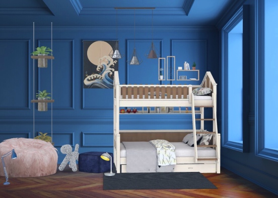 Blue Tweens Bedroom Design Rendering