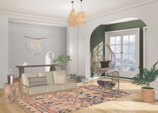 bohemian living room Design Rendering