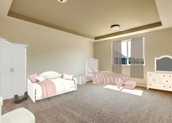 habitación rosa y blanca Design Rendering