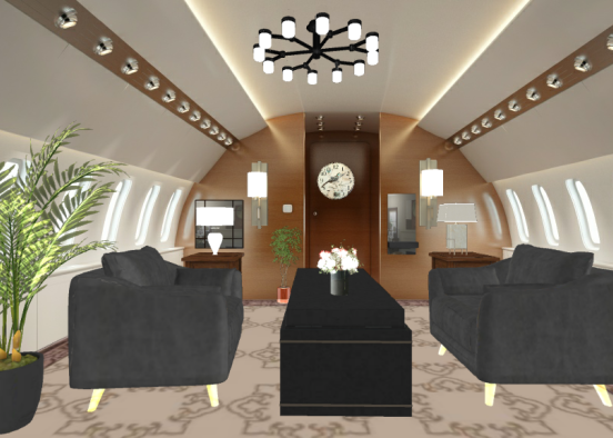 Cool inside view of a private jet Design Rendering