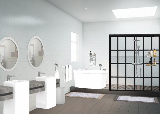 Salle de bain avec douche et baignoire Design Rendering
