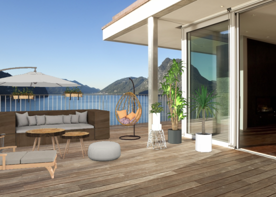 Terrasse avec mobilier de jardin  Design Rendering