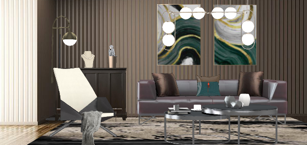 Lux brown living room Design Rendering