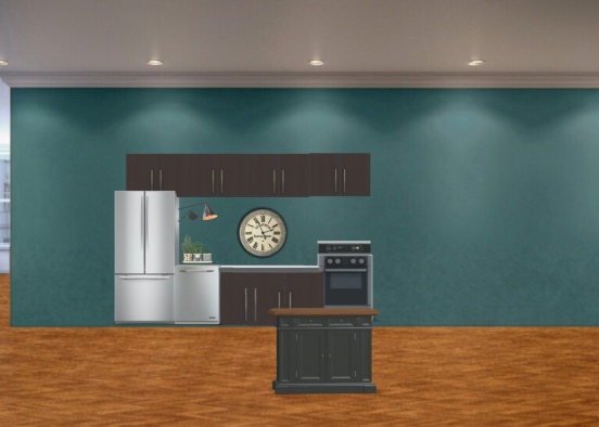 green and brown kitchen  Design Rendering