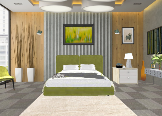 Green with envy modern glam bedroom Design Rendering