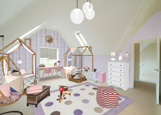 Pink children's room Design Rendering