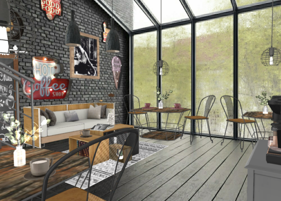 Industrial Coffee House  Design Rendering