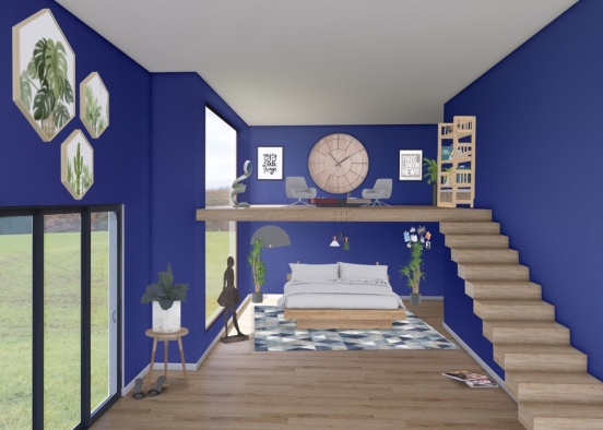 beautiful blue bedroom Design Rendering