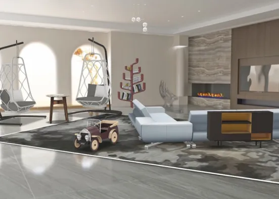 sleek living room Design Rendering