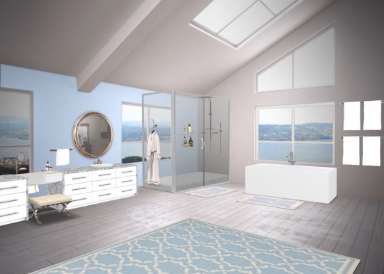 blue bathroom by the sea Design Rendering