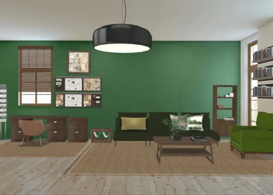 Home 2. Office Green and Wood2 Design Rendering
