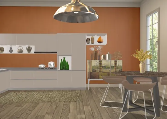 Home 7. Kitchen Orange Design Rendering