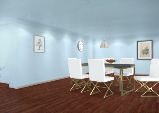 Gold Lined Dining Area Design Rendering