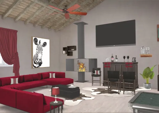 Rouge Lounge Area Design Rendering