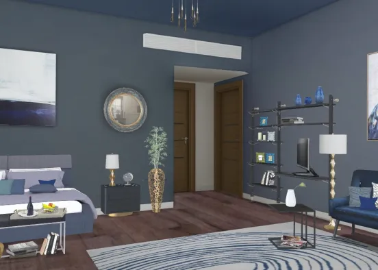 Blue Guest Room Design Rendering
