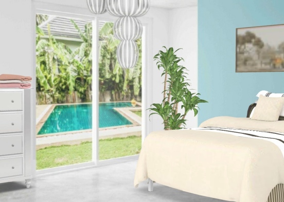 Pool Side Bedroom  Design Rendering