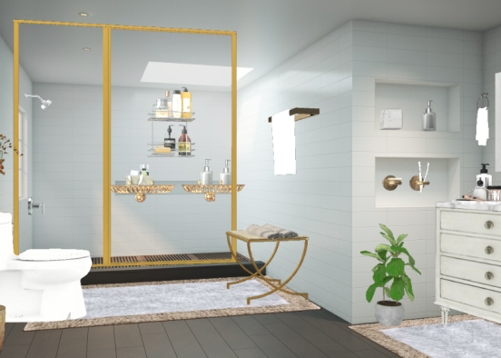 Gold Bathroom Design Rendering