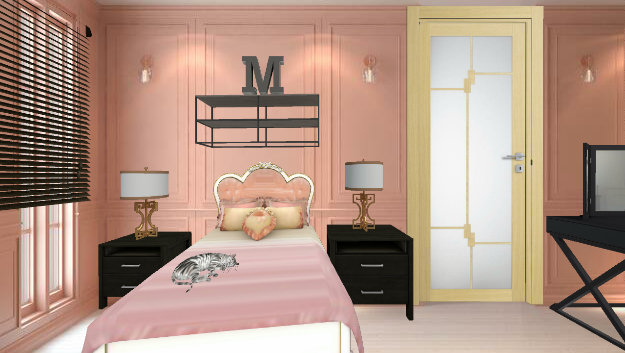 Pink and black room Design Rendering