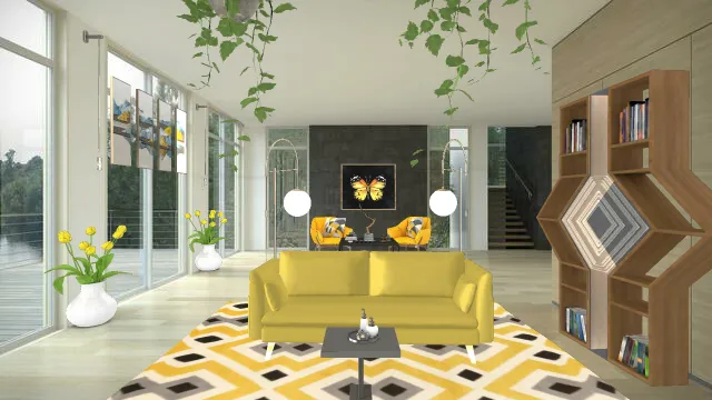 Yellow Living Room, Design Rendering