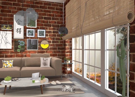 botanical living room Design Rendering