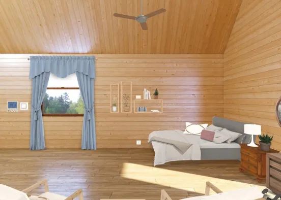 Cabin Bedroom Design Rendering
