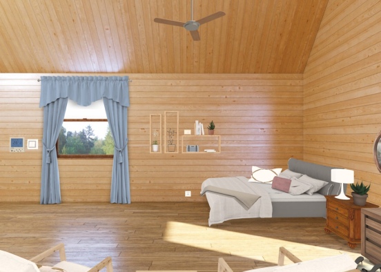 Cabin Bedroom Design Rendering