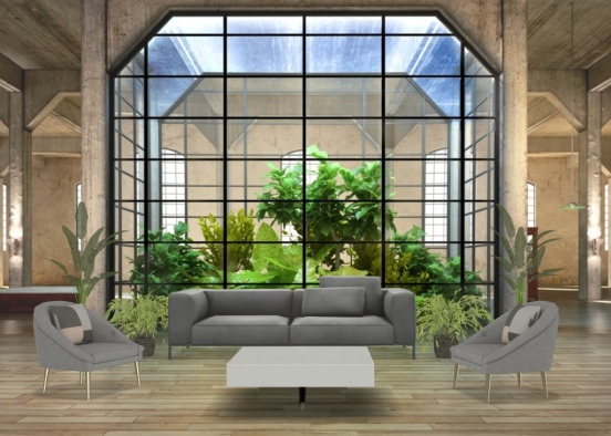 industrial style inspired living room  Design Rendering