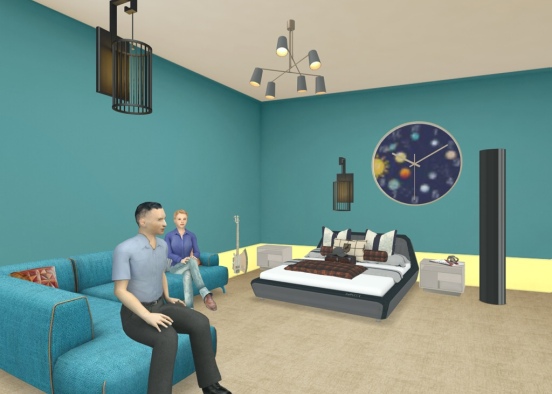bedroom w guy and woman Design Rendering