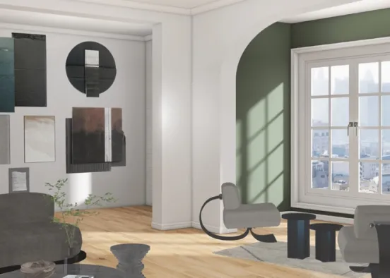 Italian Minimalism living room Design Rendering